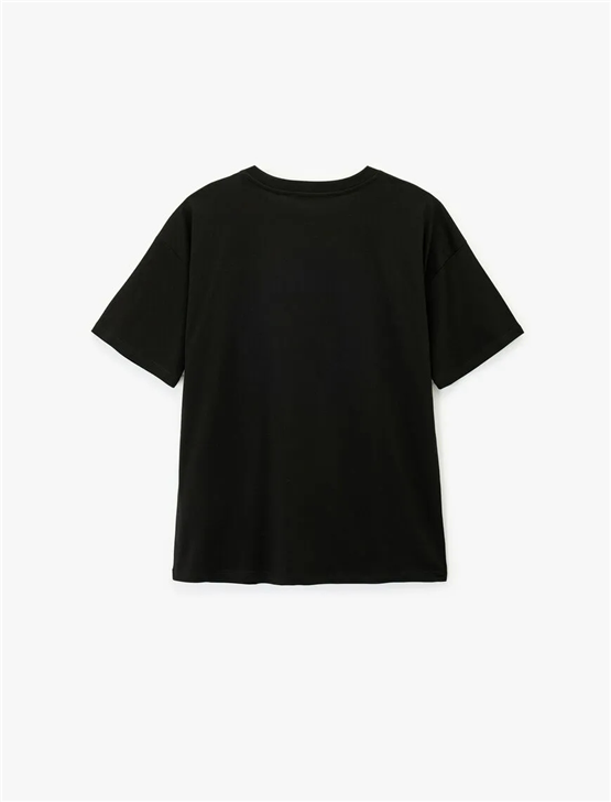 Koton Y26 6Sal10089Ik 999 Siyah Kadın Jersey Kısa Kol T-shirt