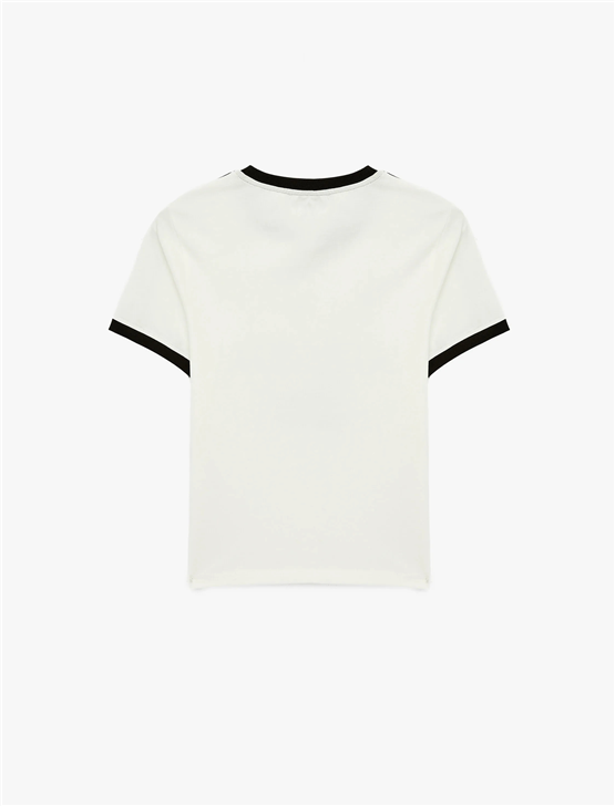 Koton Y26 6Sal10090Ik 010 Ekru Kadın Jersey Kısa Kol T-shirt