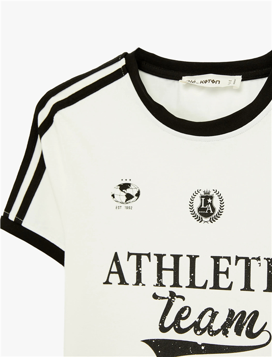 Koton Y26 6Sal10090Ik 010 Ekru Kadın Jersey Kısa Kol T-shirt