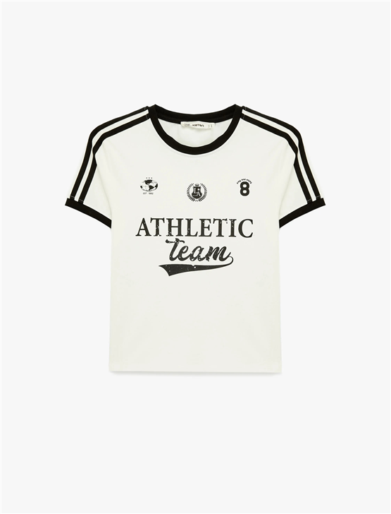 Koton Y26 6Sal10090Ik 010 Ekru Kadın Jersey Kısa Kol T-shirt