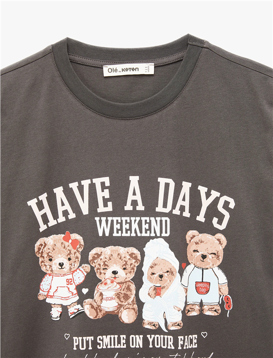 Koton Y26 6Sal10094Ik 926 Antrasıt Kadın Jersey Kısa Kol T-shirt