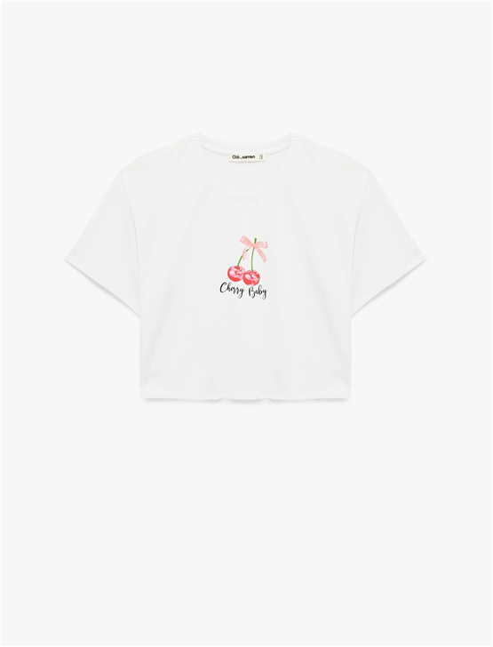 Koton Y26 6Sal10095Ik 010 Ekru Kadın Jersey Kısa Kol T-shirt