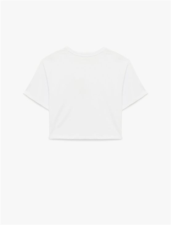 Koton Y26 6Sal10095Ik 010 Ekru Kadın Jersey Kısa Kol T-shirt