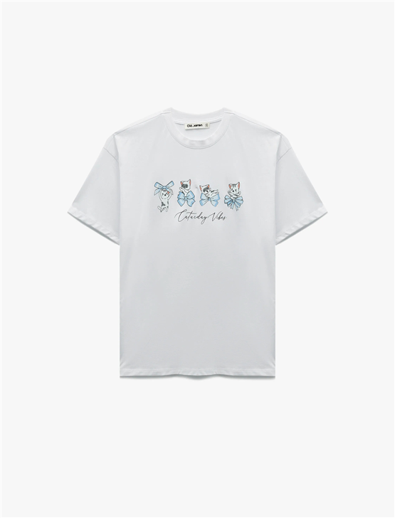 Koton Y26 6Sal10096Ik 010 Ekru Kadın Jersey Kısa Kol T-shirt
