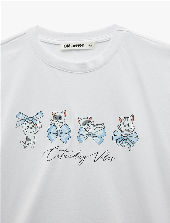 Koton Y26 6Sal10096Ik 010 Ekru Kadın Jersey Kısa Kol T-shirt