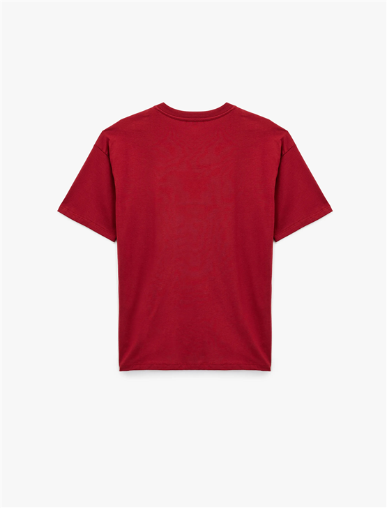 Koton Y26 6Sal10097Ik 467 Bordo Kadın Jersey Kısa Kol T-shirt