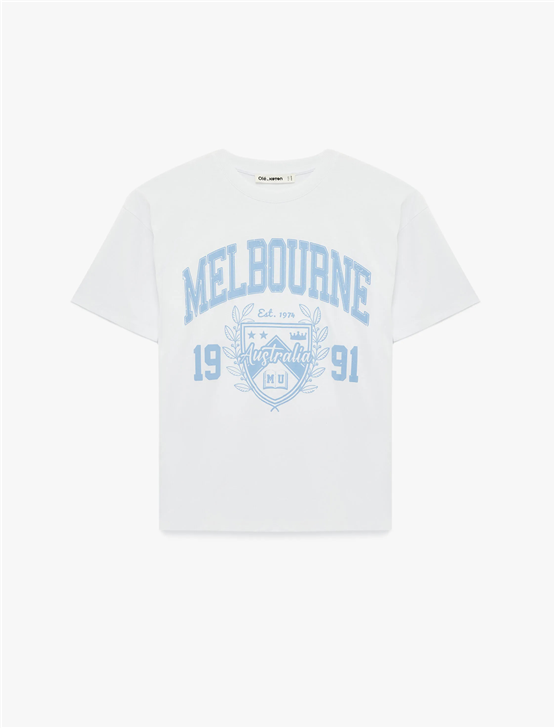 Koton Y26 6Sal10101Ik 010 Ekru Kadın Jersey Kısa Kol T-shirt