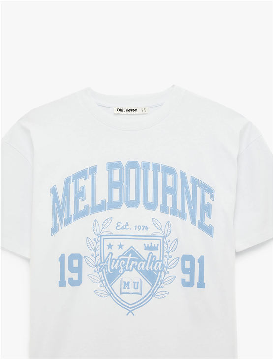 Koton Y26 6Sal10101Ik 010 Ekru Kadın Jersey Kısa Kol T-shirt