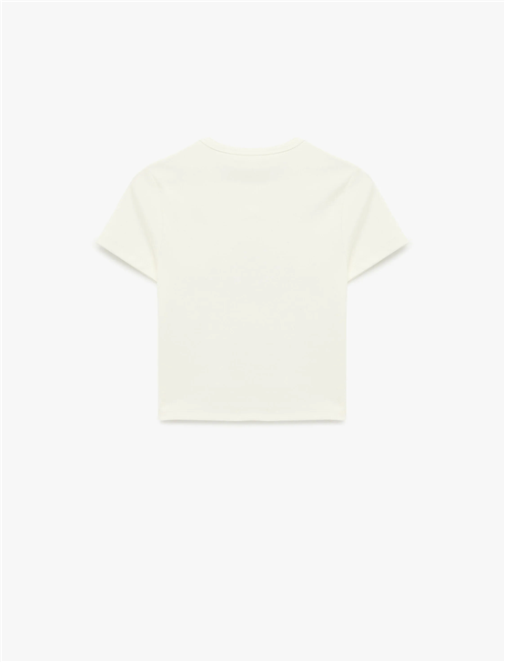 Koton Y26 6Sal10102Ik 010 Ekru Kadın Jersey Kısa Kol T-shirt