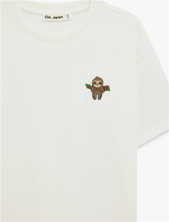 Koton Y26 6Sal10104Ik 010 Ekru Kadın Jersey Kısa Kol T-shirt