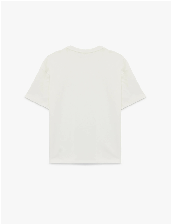 Koton Y26 6Sal10104Ik 010 Ekru Kadın Jersey Kısa Kol T-shirt
