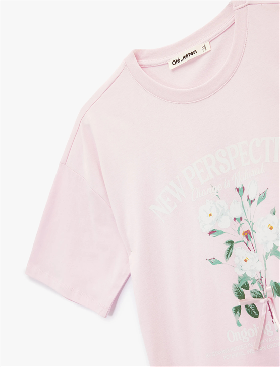 Koton Y26 6Sal10106Ik 265 Pembe Kadın Jersey Kısa Kol T-shirt
