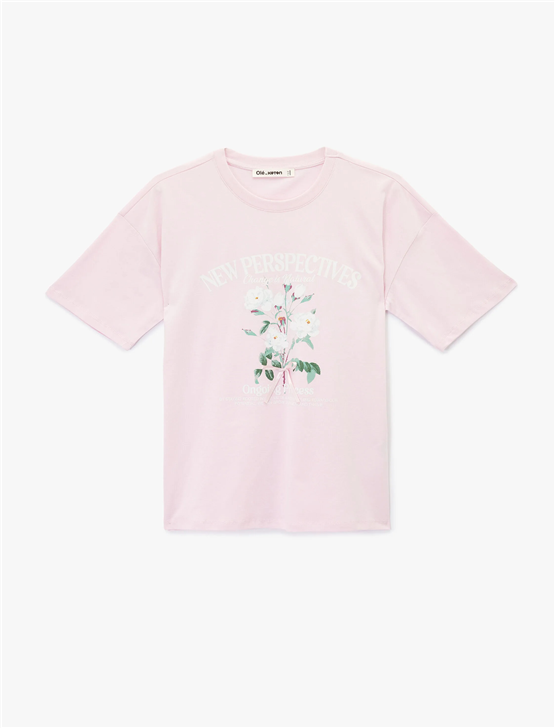 Koton Y26 6Sal10106Ik 265 Pembe Kadın Jersey Kısa Kol T-shirt