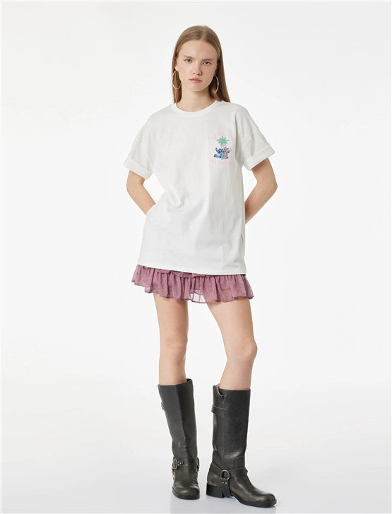 Koton Y26 6Sal10110Ik 010 Ekru Kadın Jersey Kısa Kol T-shirt