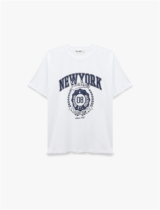 Koton Y26 6Sal10112Ik 010 Ekru Kadın Jersey Kısa Kol T-shirt