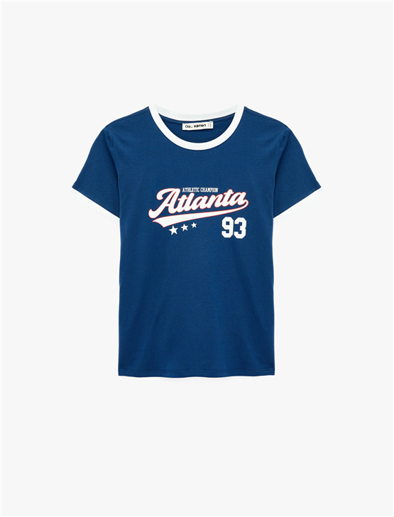 Koton Y26 6Sal10116Ik 702 Lacivert Kadın Jersey Kısa Kol T-shirt