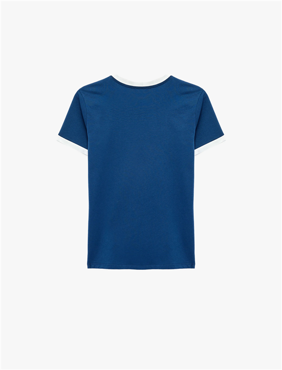 Koton Y26 6Sal10116Ik 702 Lacivert Kadın Jersey Kısa Kol T-shirt