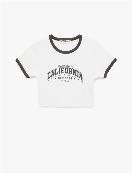 Koton Y26 6Sal10119Ik 010 Ekru Kadın Jersey Kısa Kol T-shirt