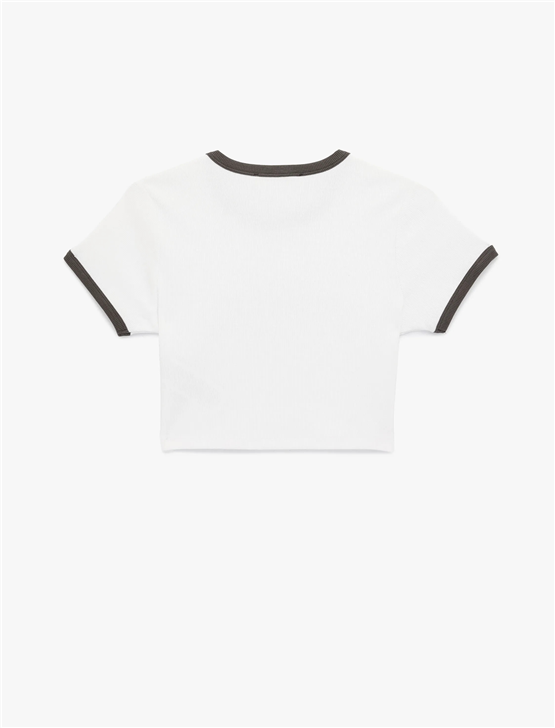 Koton Y26 6Sal10119Ik 010 Ekru Kadın Jersey Kısa Kol T-shirt