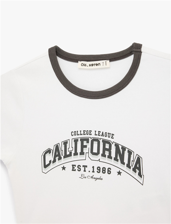 Koton Y26 6Sal10119Ik 010 Ekru Kadın Jersey Kısa Kol T-shirt