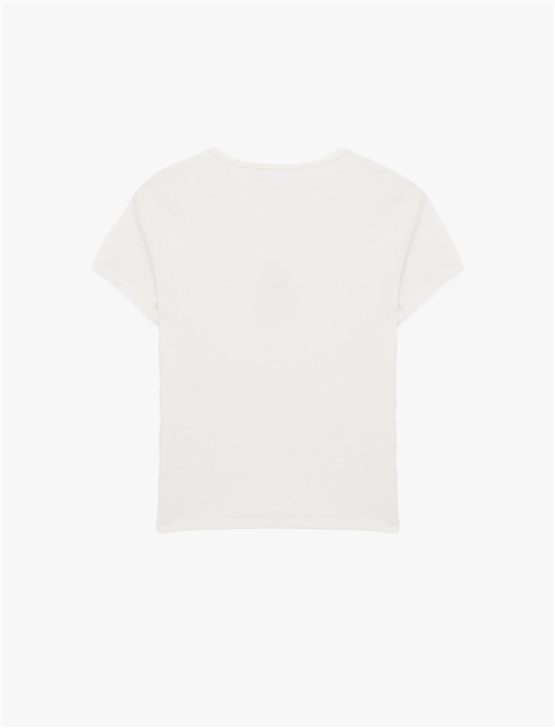 Koton Y26 6Sal10121Ik 010 Ekru Kadın Jersey Kısa Kol T-shirt