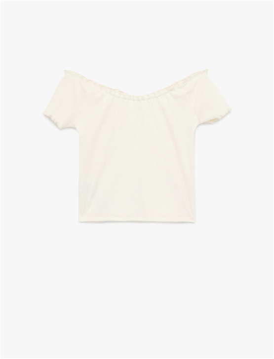 Koton Y26 6Sal10128Ik 010 Ekru Kadın Jersey Kısa Kol T-shirt