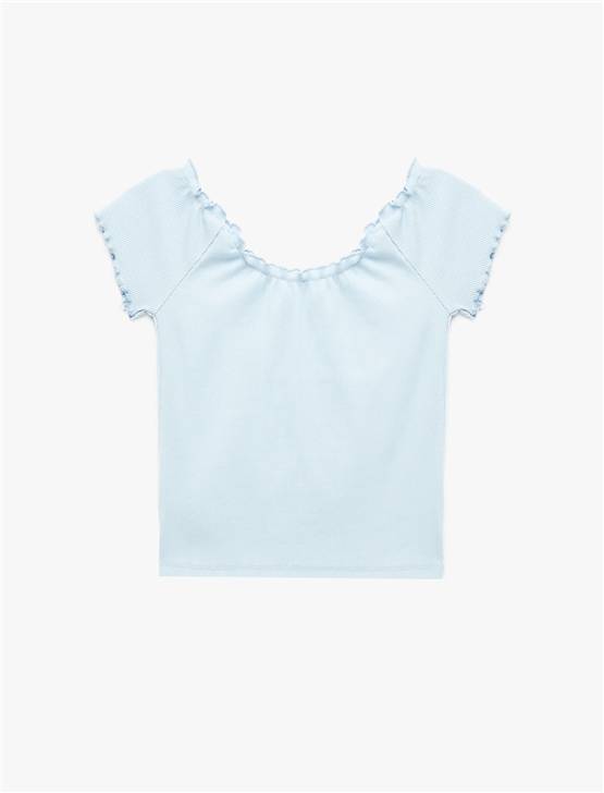 Koton Y26 6Sal10128Ik 640 Mavi Kadın Jersey Kısa Kol T-shirt