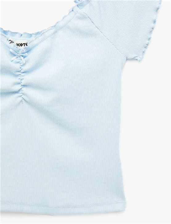 Koton Y26 6Sal10128Ik 640 Mavi Kadın Jersey Kısa Kol T-shirt