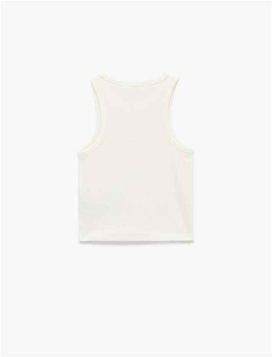 Koton Y26 6Sal30007Ik 010 Ekru Kadın Jersey Kolsuz T-shirt
