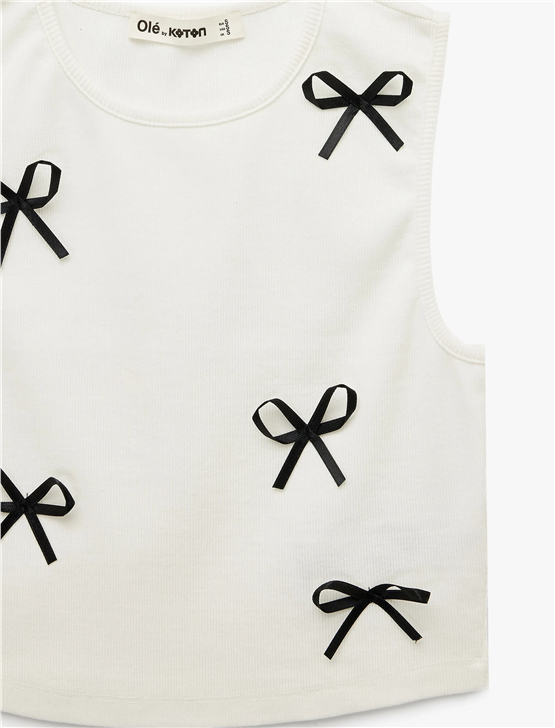 Koton Y26 6Sal30022Ik 010 Ekru Kadın Jersey Kolsuz T-shirt