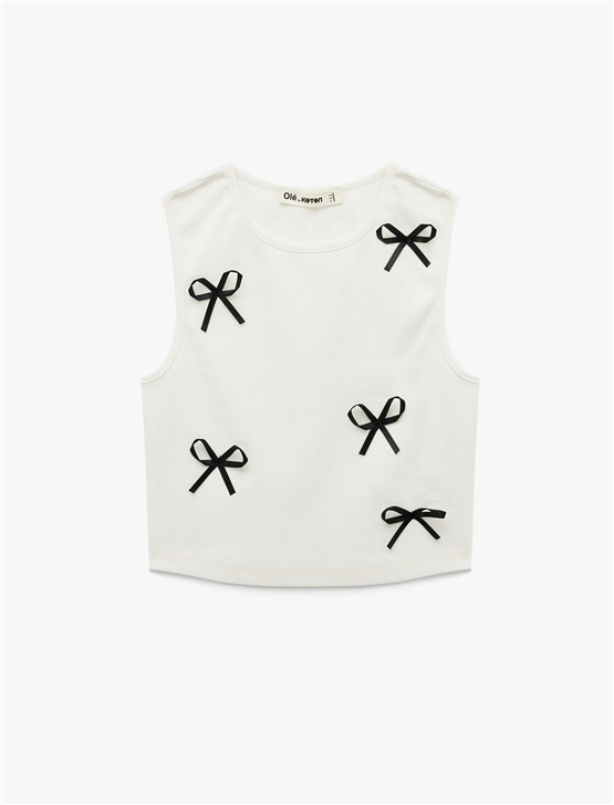 Koton Y26 6Sal30022Ik 010 Ekru Kadın Jersey Kolsuz T-shirt