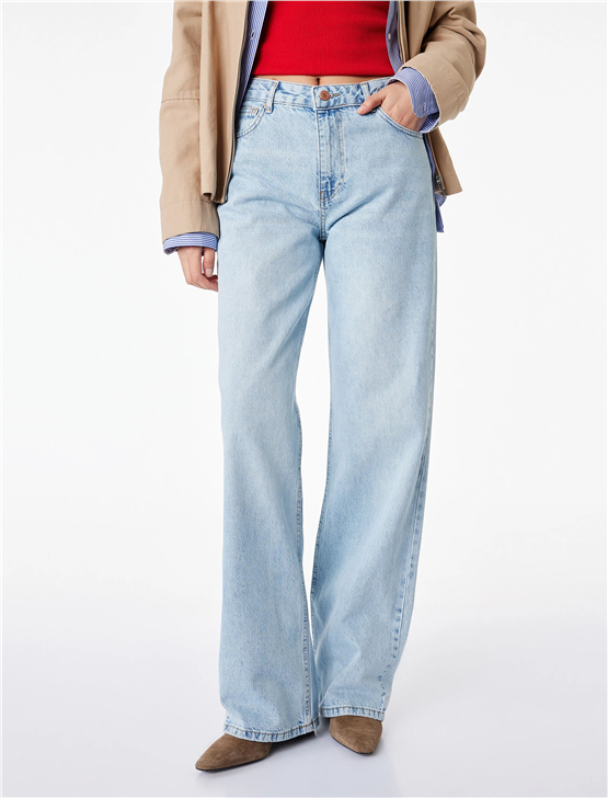 Koton Y26 6Sal40009Md Lgt Açık İndigo Kadın Denim Pantolon