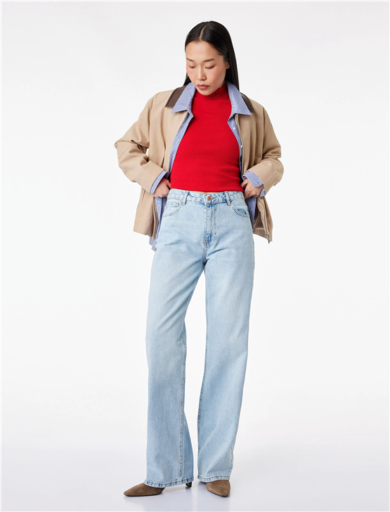 Koton Y26 6Sal40009Md Lgt Açık İndigo Kadın Denim Pantolon