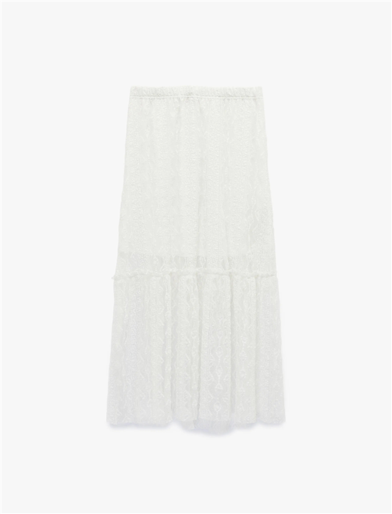 Koton Y26 6Sal70010Ik 010 Ekru Kadın Jersey Etek