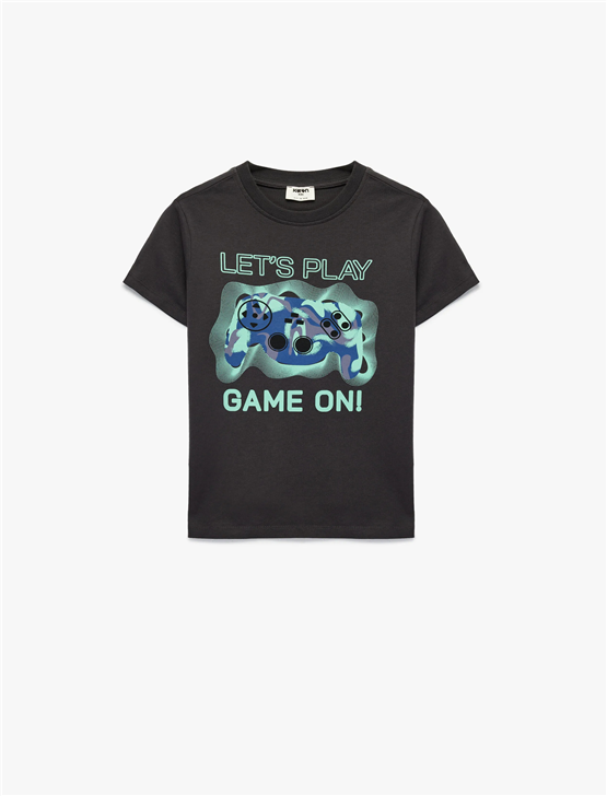 Koton Y26 6Skb10085Tk 931 Antrasıt Erkek Çocuk Jersey Kısa Kol T-Shirt