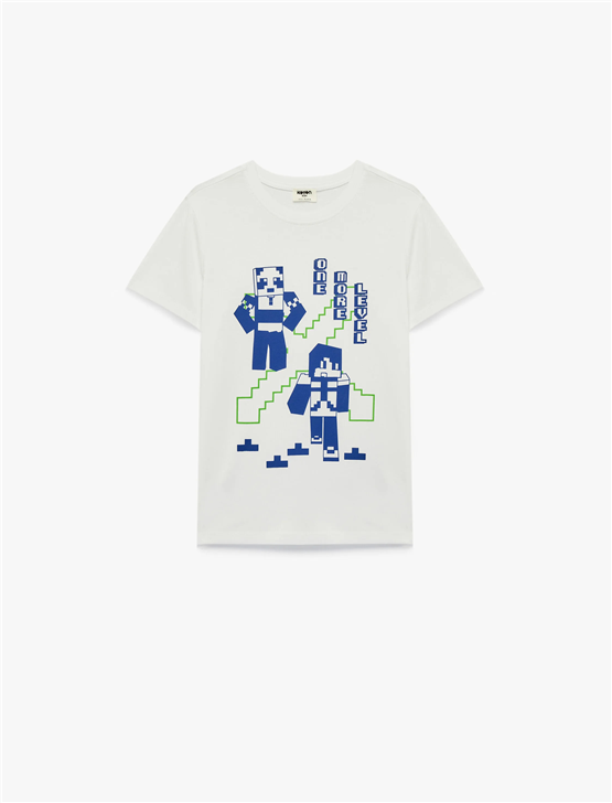 Koton Y26 6Skb10096Tk 000 Beyaz Erkek Çocuk Jersey Kısa Kol T-Shirt