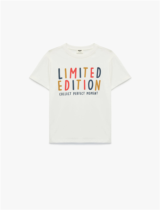 Koton Y26 6Skb10151Tk 010 Ekru Erkek Çocuk Jersey Kısa Kol T-Shirt