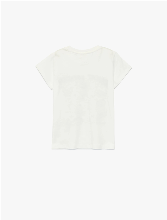 Koton Y26 6Skg10018Ak 010 Ekru Kız Çocuk Jersey Kısa Kol T-Shirt