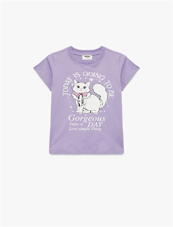 Koton Y26 6Skg10019Ak 359 Lıla Kız Çocuk Jersey Kısa Kol T-Shirt