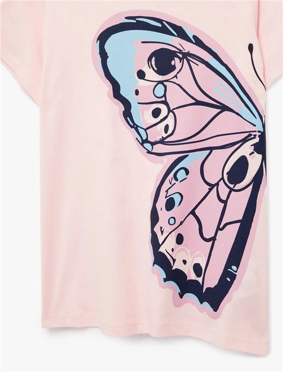 Koton Y26 6Skg10020Ak 274 Pembe Kız Çocuk Jersey Kısa Kol T-Shirt