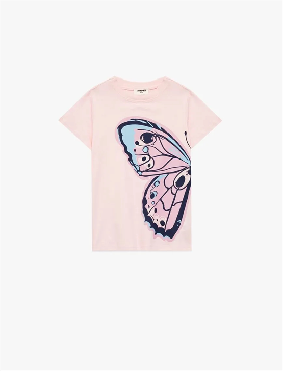 Koton Y26 6Skg10020Ak 274 Pembe Kız Çocuk Jersey Kısa Kol T-Shirt