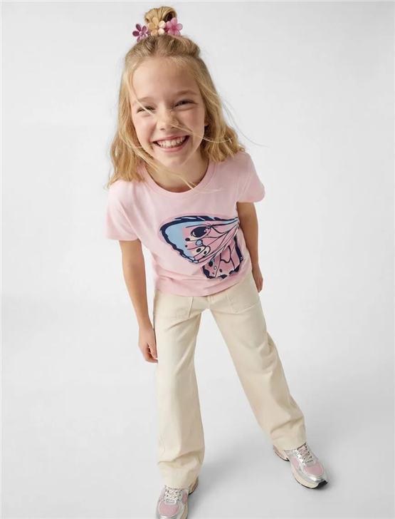 Koton Y26 6Skg10020Ak 274 Pembe Kız Çocuk Jersey Kısa Kol T-Shirt