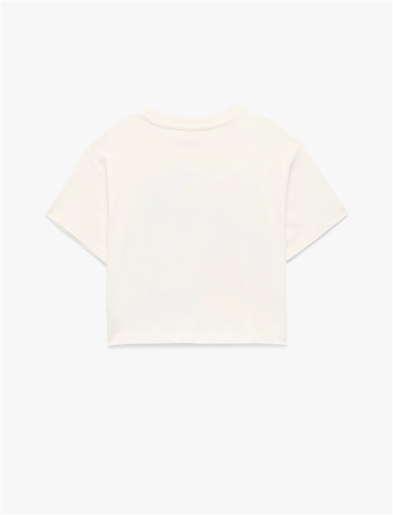 Koton Y26 6Skg10031Ak 010 Ekru Kız Çocuk Jersey Kısa Kol T-Shirt