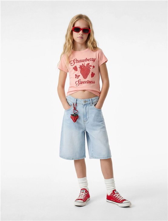 Koton Y26 6Skg10032Ak 274 Pembe Kız Çocuk Jersey Kısa Kol T-Shirt