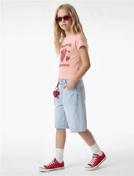 Koton Y26 6Skg10032Ak 274 Pembe Kız Çocuk Jersey Kısa Kol T-Shirt