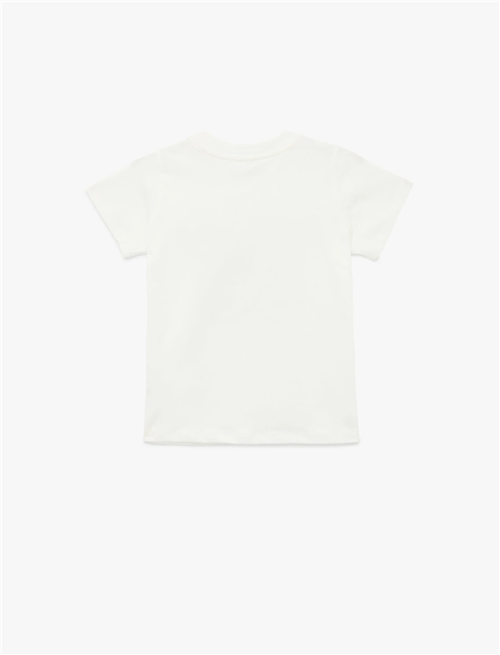 Koton Y26 6Skg10036Ak 010 Ekru Kız Çocuk Jersey Kısa Kol T-Shirt