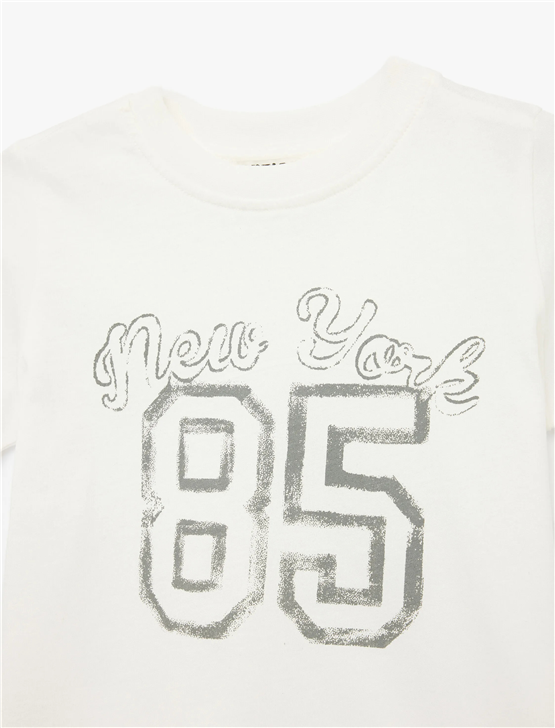 Koton Y26 6Skg10036Ak 010 Ekru Kız Çocuk Jersey Kısa Kol T-Shirt