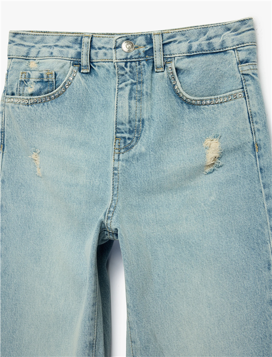 Koton Y26 6Skg40030Ad Lın Lıght İndigo Kız Çocuk Denim Pantolon