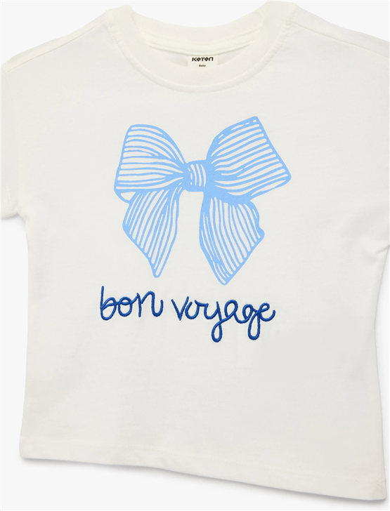 Koton Y26 6Smg10027Ak 010 Ekru Kız Bebek Jersey Kısa Kol T-Shirt