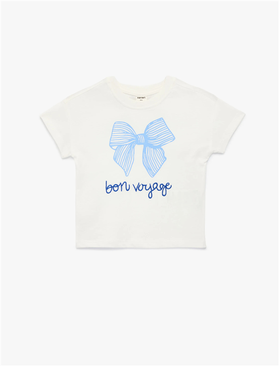 Koton Y26 6Smg10027Ak 010 Ekru Kız Bebek Jersey Kısa Kol T-Shirt